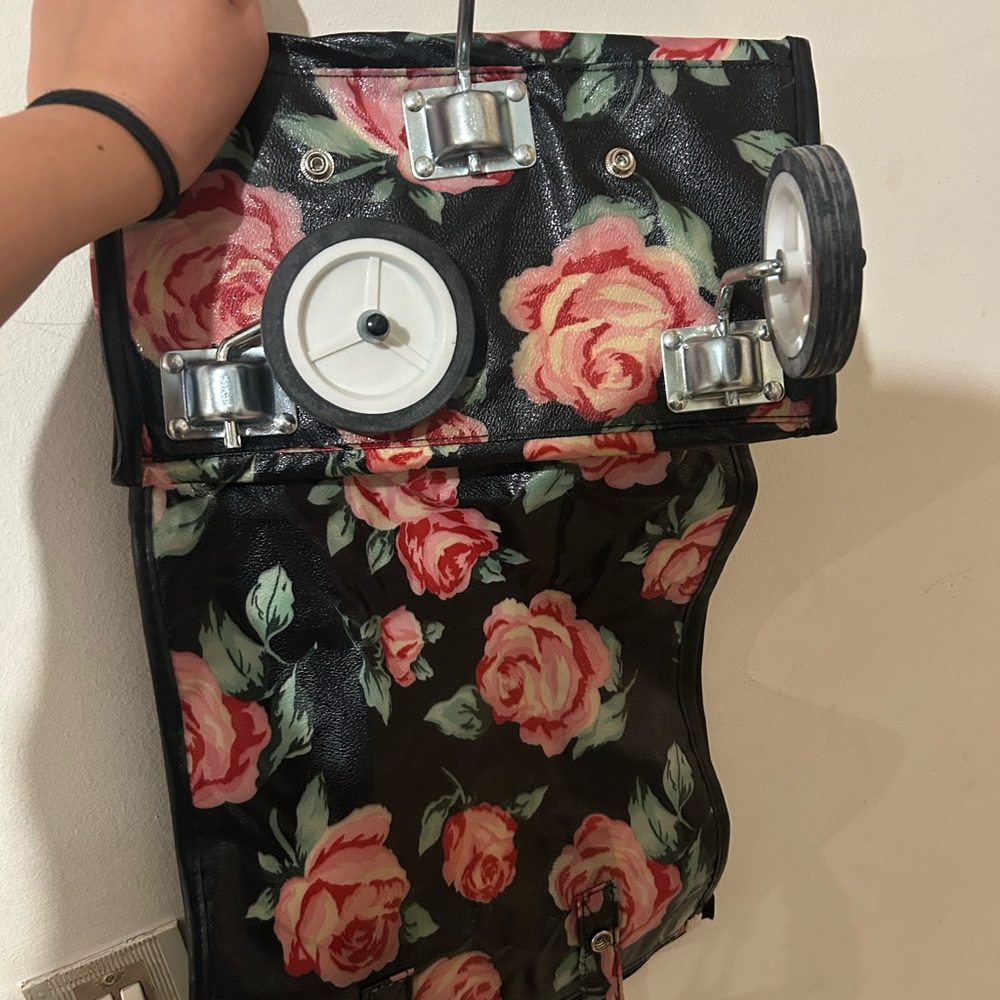 Avon Black and Pink Floral Travel Bag